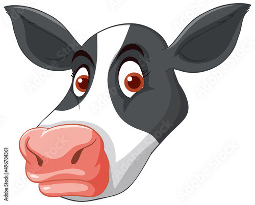 Head of milk cow in cartoon style
