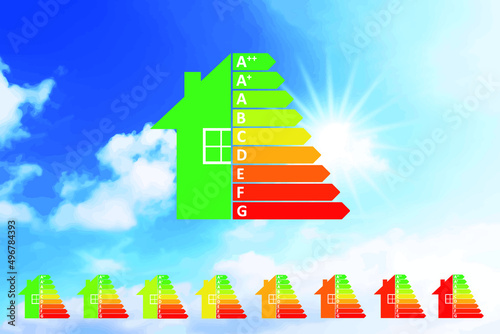 Energy Classification Tags on vector background.