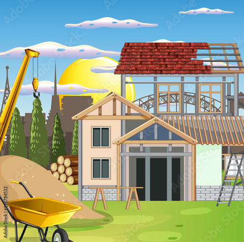 Scene of building construction site