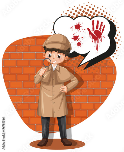 Detective looking for clues in template