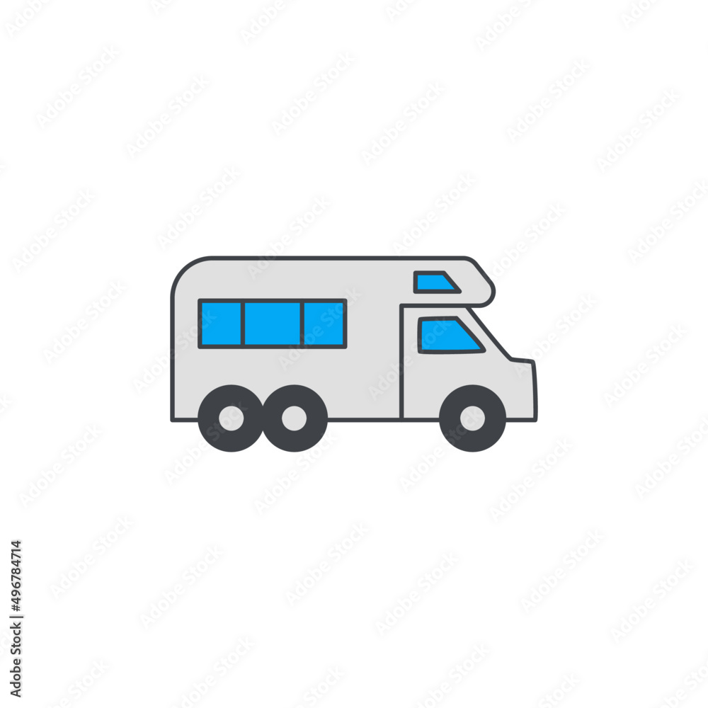 Camper car, camping car icon in color icon, isolated on white background Camper car, camping car icon in color icon, isolated on white background