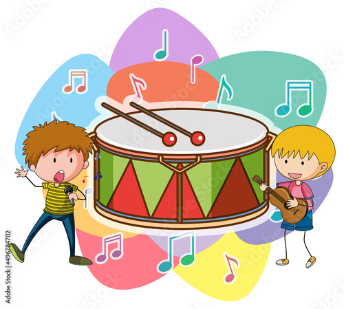 Cute cartoon character with music instrument