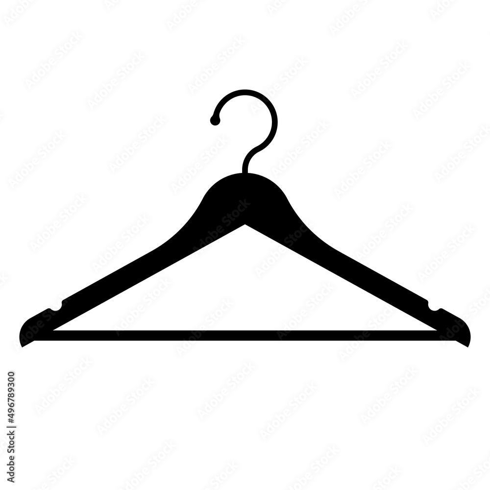 Black silhouette hanger. Empty hanger as a template for different things. Vector illustration flat design. Isolated on white background. Black silhouette hanger. Empty hanger as a template for different things. Vector illustration flat design. Isolated on white background.