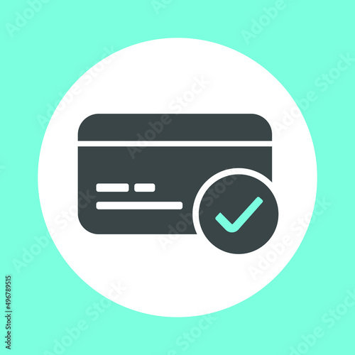 Approved credit card line icon. Accepted payment methods sign. Verification symbol. Quality check done icon.