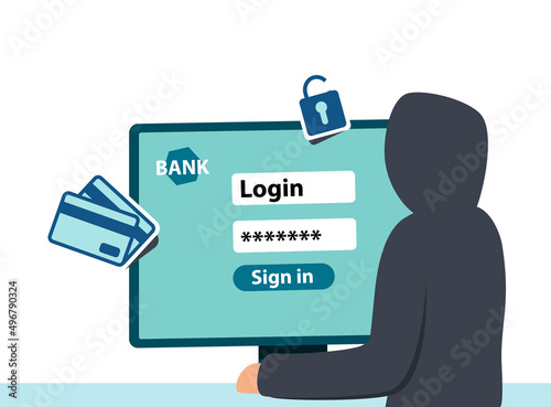 Hacker attack and web security concept. online scam and steal.