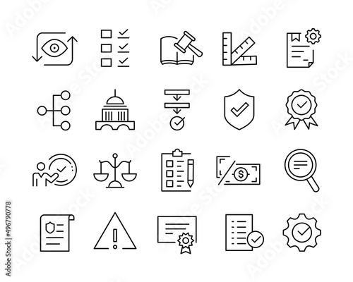 Compliance Icons - Vector Line. Editable Stroke. 