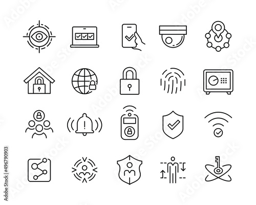 Security Icons - Vector Line. Editable Stroke. 