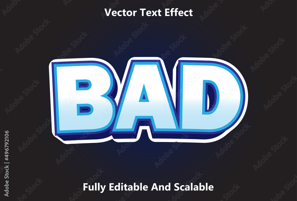 blue and black color bad text effect editable.