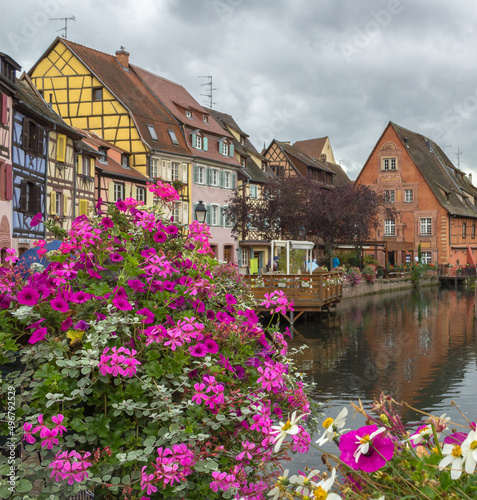 Colmar with flowrs in front photo