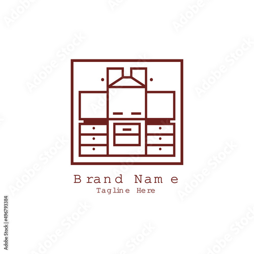 Vector illustration of a kitchen cabinet furniture set