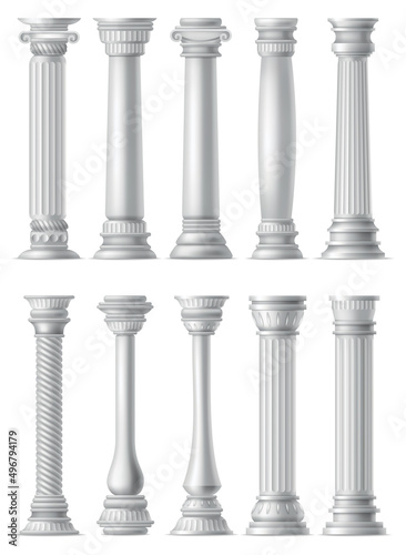 Obraz na plátně Antique columns, realistic icon set