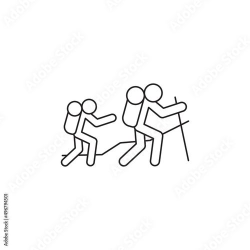 Backpacking, hikers icon line style icon, style isolated on white background