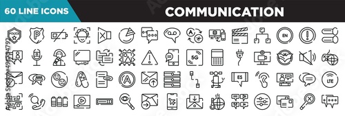communication line icons set. linear icons collection. police badge, police shield, low battery, face scan vector illustration