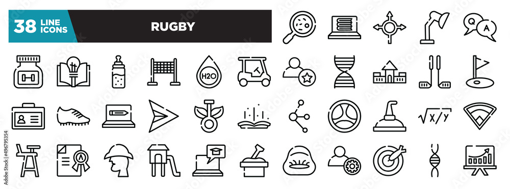 Line Out Rugby Icon set of rugby icons in thin line style. outline web icons collection ...