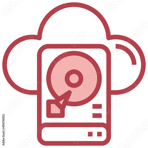 CLOUD red line icon,linear,outline,graphic,illustration