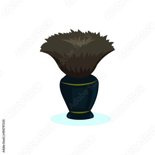 Classic shaving brush isolated on white. Barber shop essential thing.