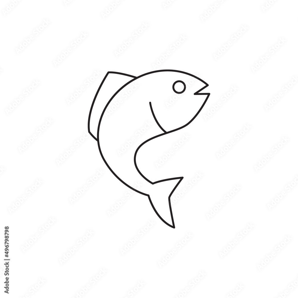 Fish, fishing sign icon line style icon, style isolated on white background Fish, fishing sign icon line style icon, style isolated on white background