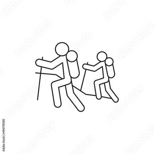Backpacking, hikers icon line style icon, style isolated on white background