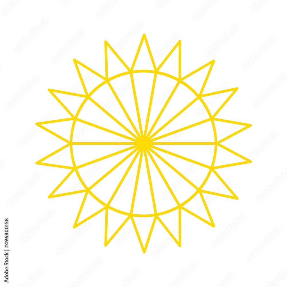 Abstract illustration of the sun. Schematic representation of the sun. Sun Icon.