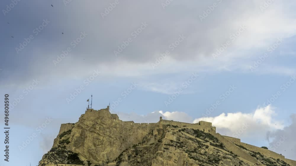 Santa Barbara Castle in Alicante City Timelapse 4K Santa Barbara Castle in Alicante City Timelapse 4K