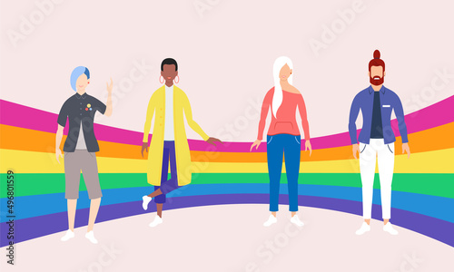 Women fighting together. Women of different ages and cultures together. Vector illustration.