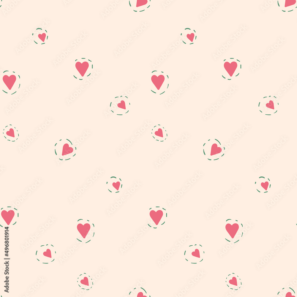 Abstract seamless pattern of hearts on background. 