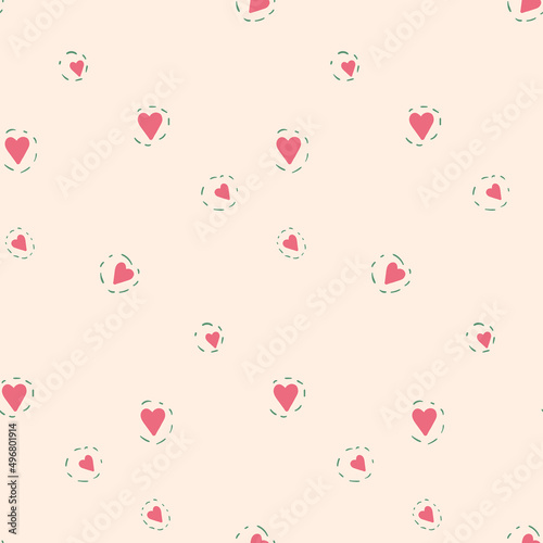 Abstract seamless pattern of hearts on background. 