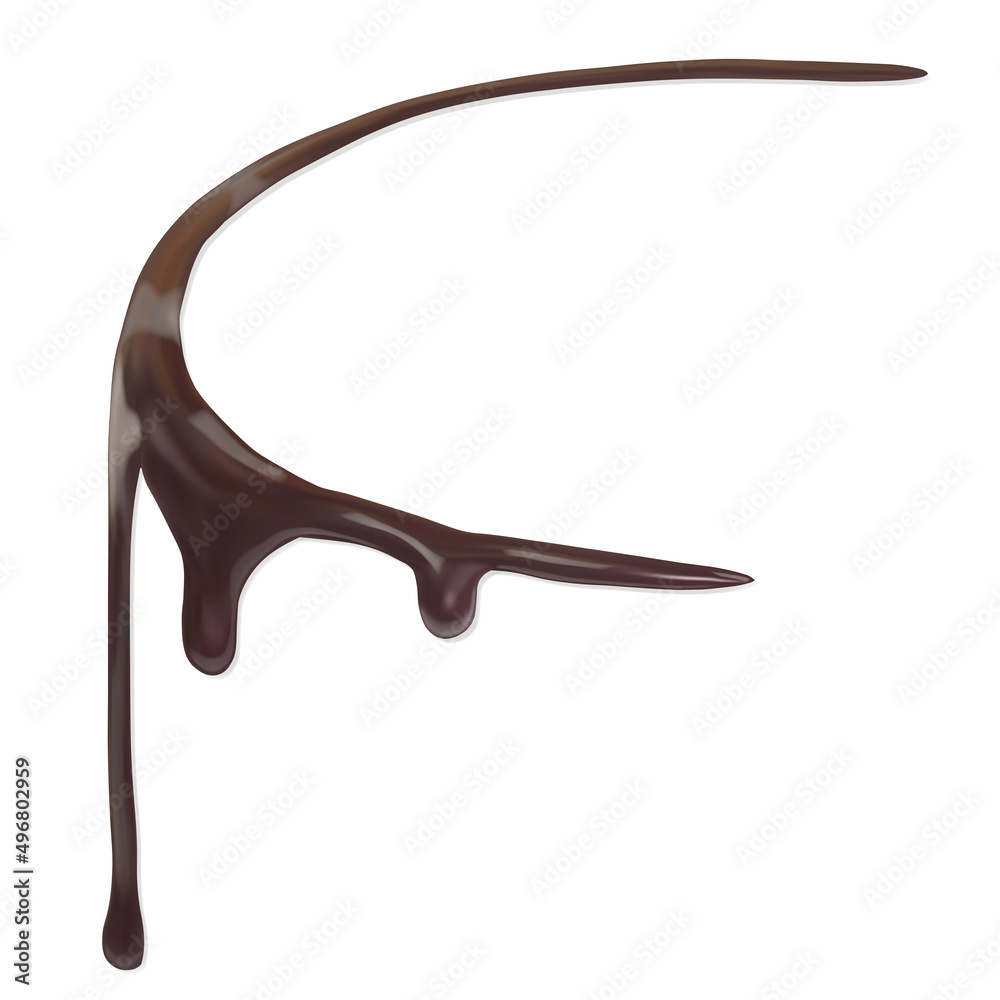 Drip of liquid chocolate on the edge of the cake. Vector 3d image isolated on white background. Drip of liquid chocolate on the edge of the cake. Vector 3d image isolated on white background.