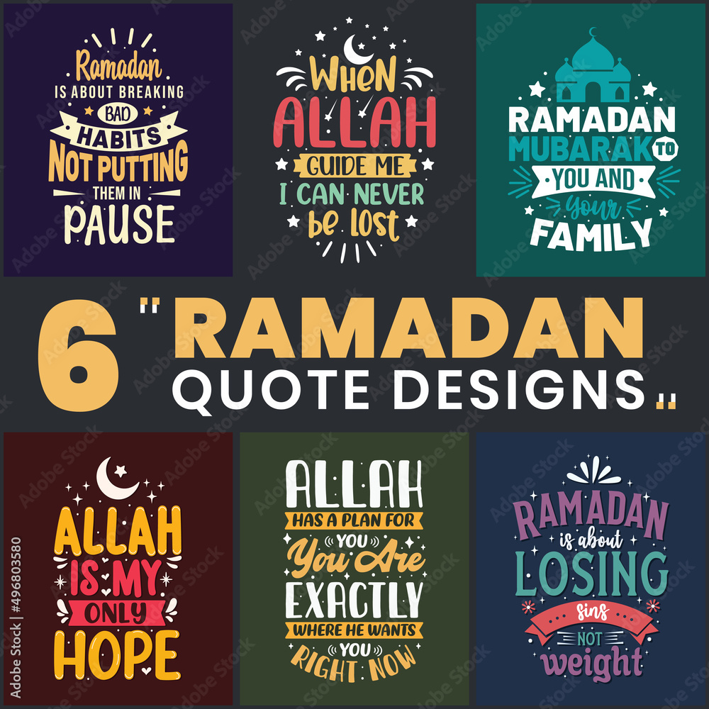 Ramadan SVG bundle, Ramadan typography set. 6 Islamic typography quotes