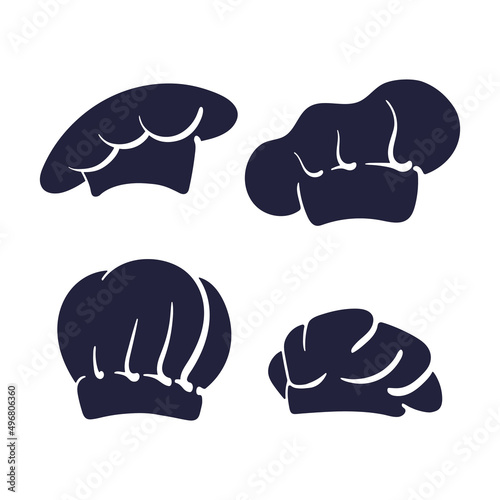 Vector chef, cap silhouette set. Cook hats shape