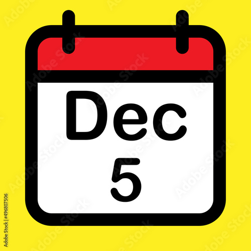 Calendar icon fifth December