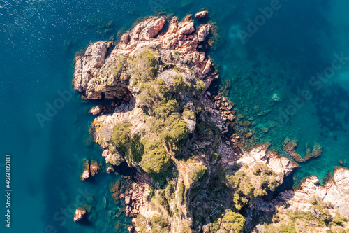 Aerial view of Cabo Roig along the coastline near Palafrugell, Girona, Spain. photo