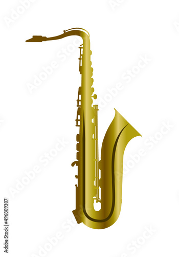 Saxophone isolated on white. Blow musical instrument.