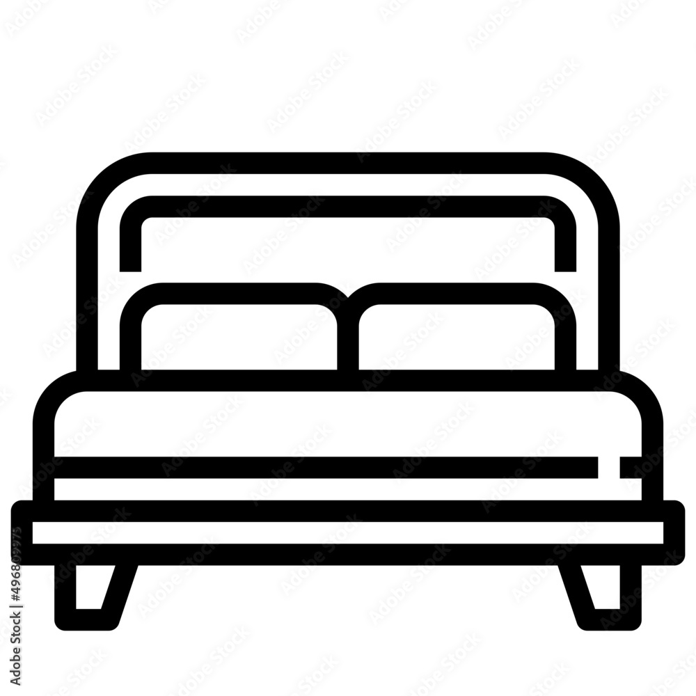 DOUBLE BED line icon,linear,outline,graphic,illustration