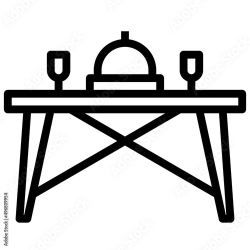 DINNING TABLE line icon,linear,outline,graphic,illustration