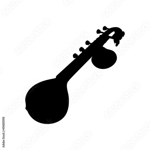 Indian music instrument veena or sitar. Artistic Sitar or veena silhouette vector. photo