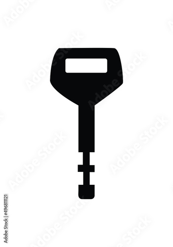 Old ornate key vector icon isolated on white. Antique key silhouette.