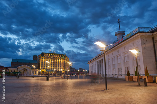 Fényképezés KYIV, UKRAINE, September 04, 2017: View of Postal Square from the Dnipro River i