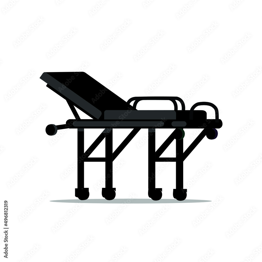 Modern hospital bed isolated on white. Hospital bed with lifting mechanism. 