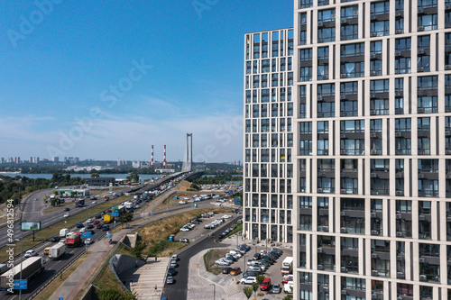 Cityscape from a height. Modern architecture of Ukraine, Kiev. Residential complex Slavutich photo