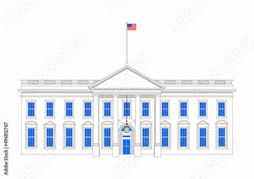 アメリカ大統領官邸　ホワイトハウス　正面玄関