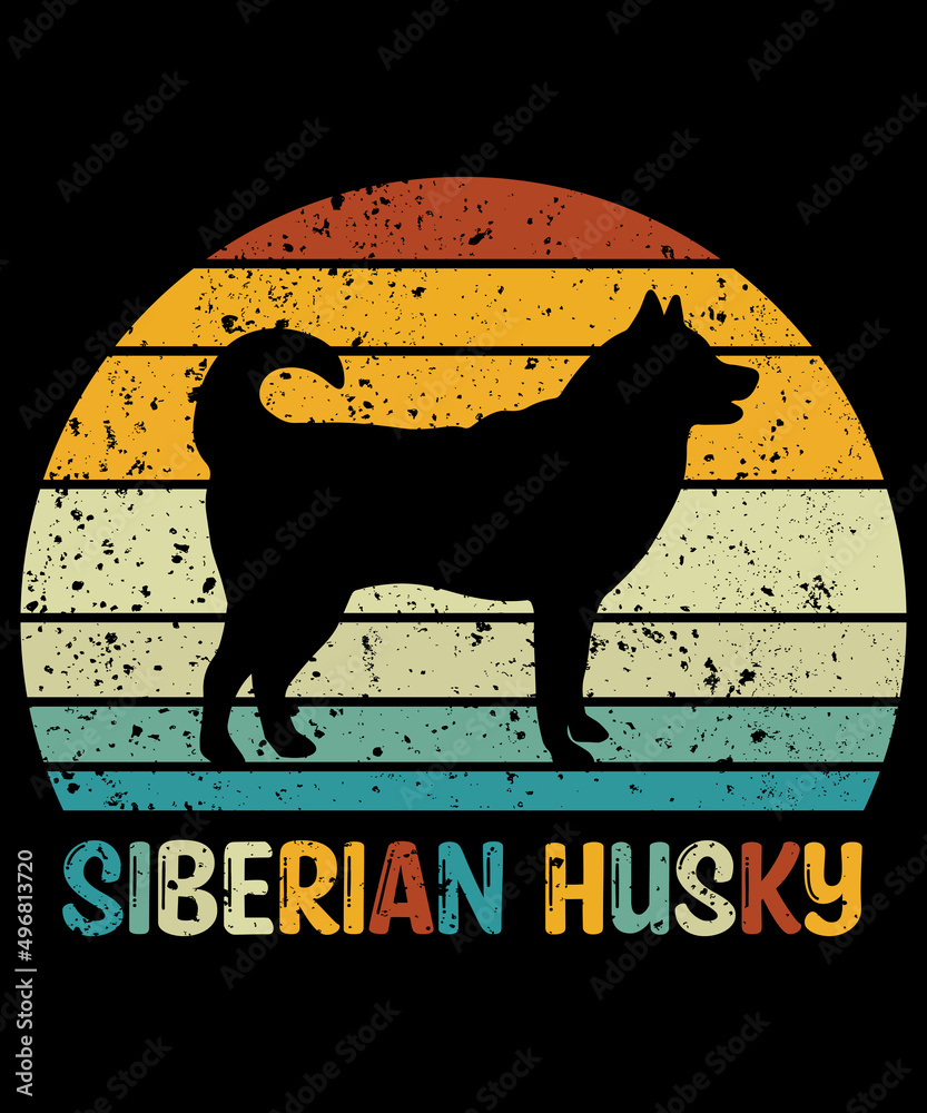 Siberian Husky T-Shirt / Retro Vintage Siberian Husky Tshirt / Black Dog Silhouette Gift for Siberian Husky Lovers / Funny Siberian Husky Unisex Tee