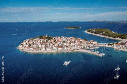 Aerial view of Primosten, a small town along the coast in Croatia. photo