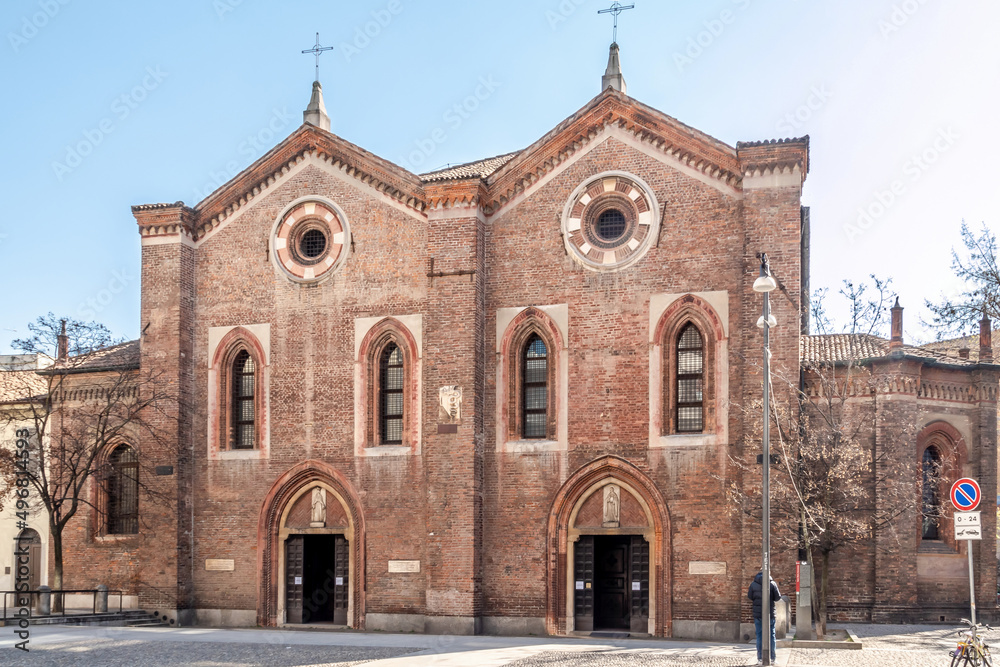 View at the Church of Santa Maria Incoronata in the streets of Milan - Italy