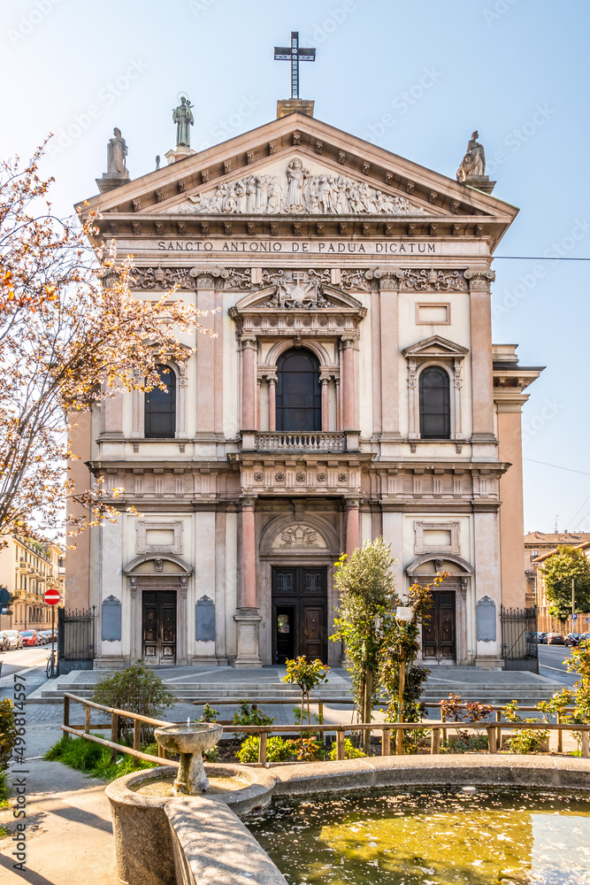 View at the Basilica of Saint Antonio in the streets of Milan - Italy