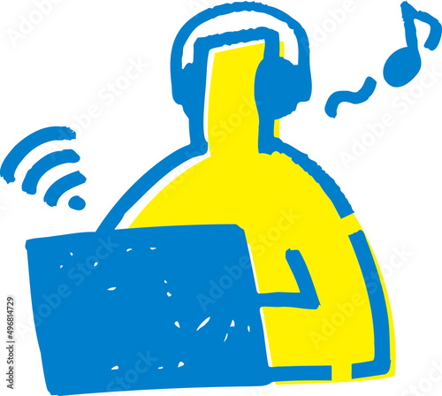 インターネットを楽しむ棒人間