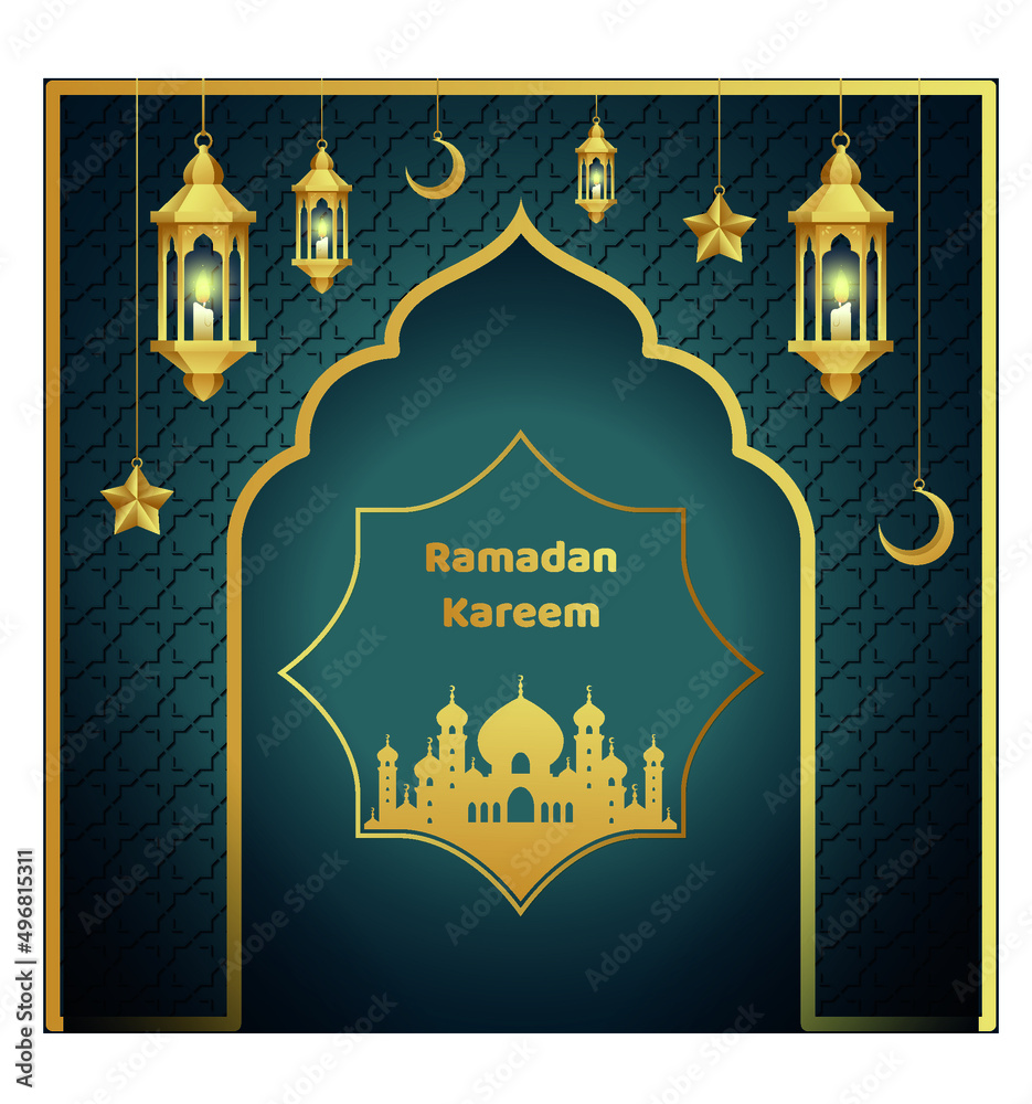 Ramadan kareem ornamental background with lamp design templates