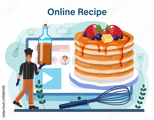 Pancake online service or platform. Tasty pancake for breakfast