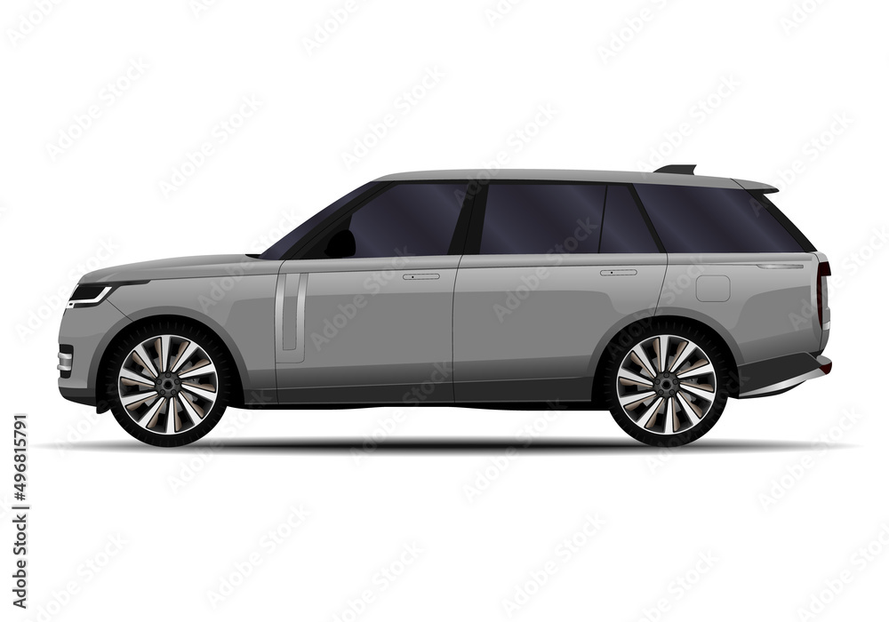 realistic SUV car. side view.