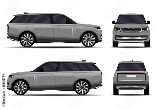 realistic SUV car. side view  front view  back view.